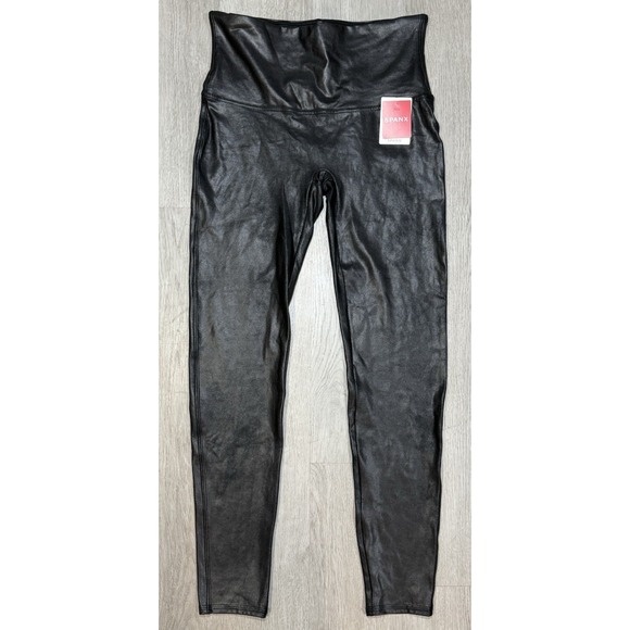 SPANX Pants - Spanx Faux Leather Leggings Women Size XL Black High Waisted Tummy Control NWT